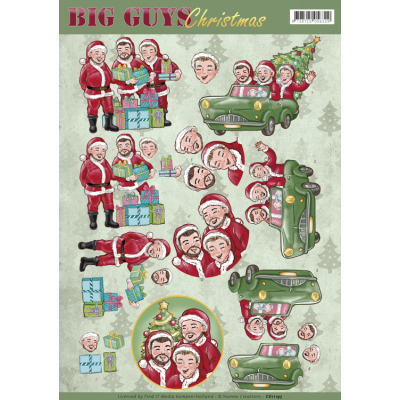 3D knipvel Sheet - YYvonne Creations - Big Guys Christmas - Santa`s